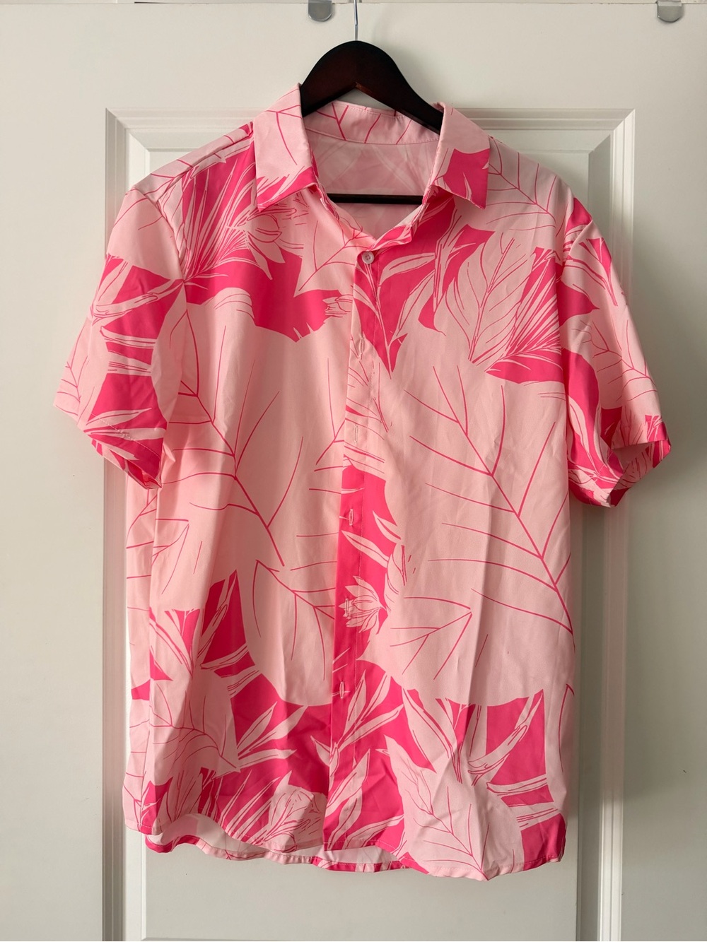Pink Tropical Print Dress Shirt
